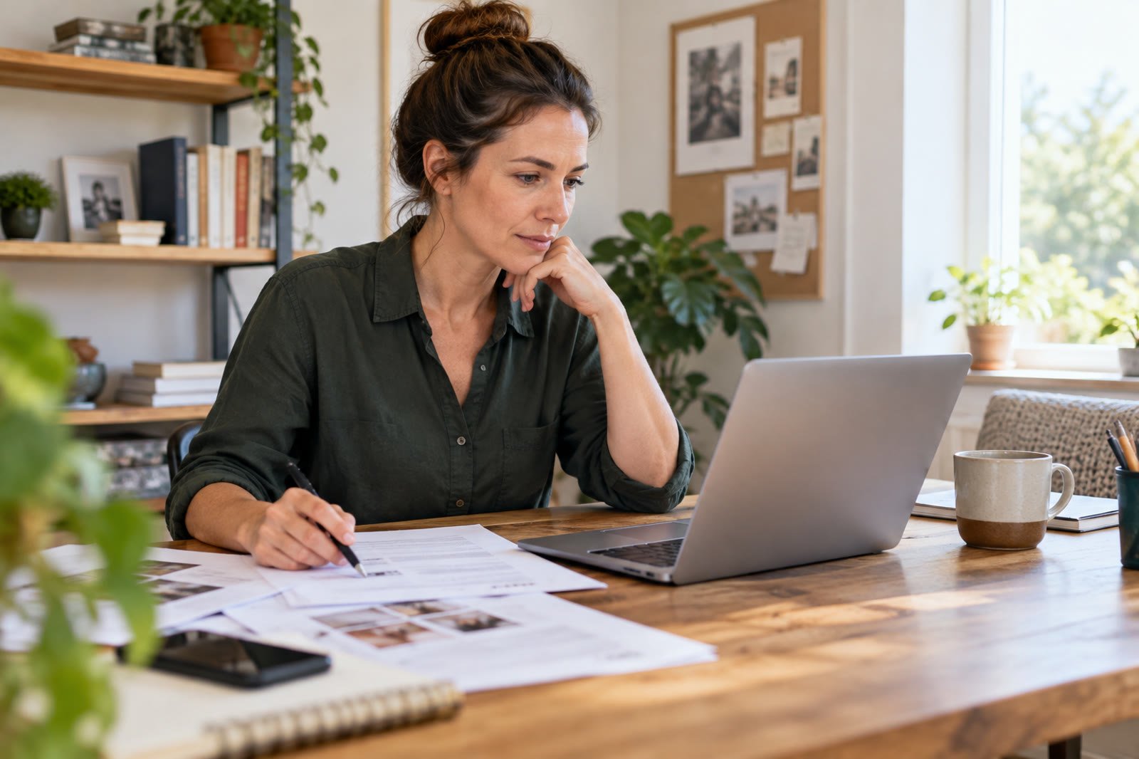 Entrepreneur reviewing AI-assisted sales and marketing copy